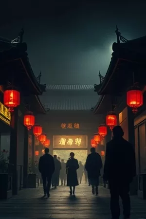 《蜀山雨未停》主视觉海报，雨夜中的山道与一盏路灯